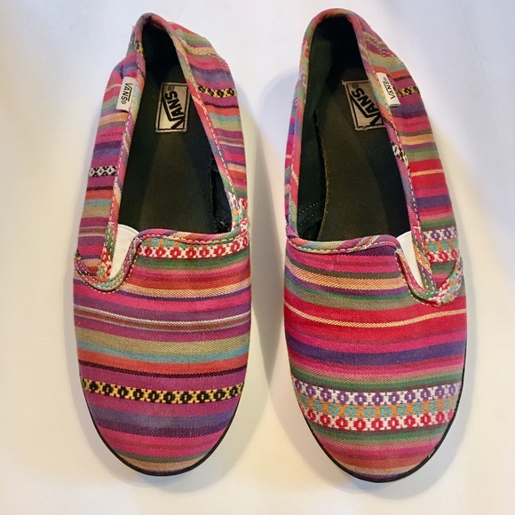 VANS Multi-color Stripe Slip-on Sneakers Size 6.5 - Picture 2 of 8